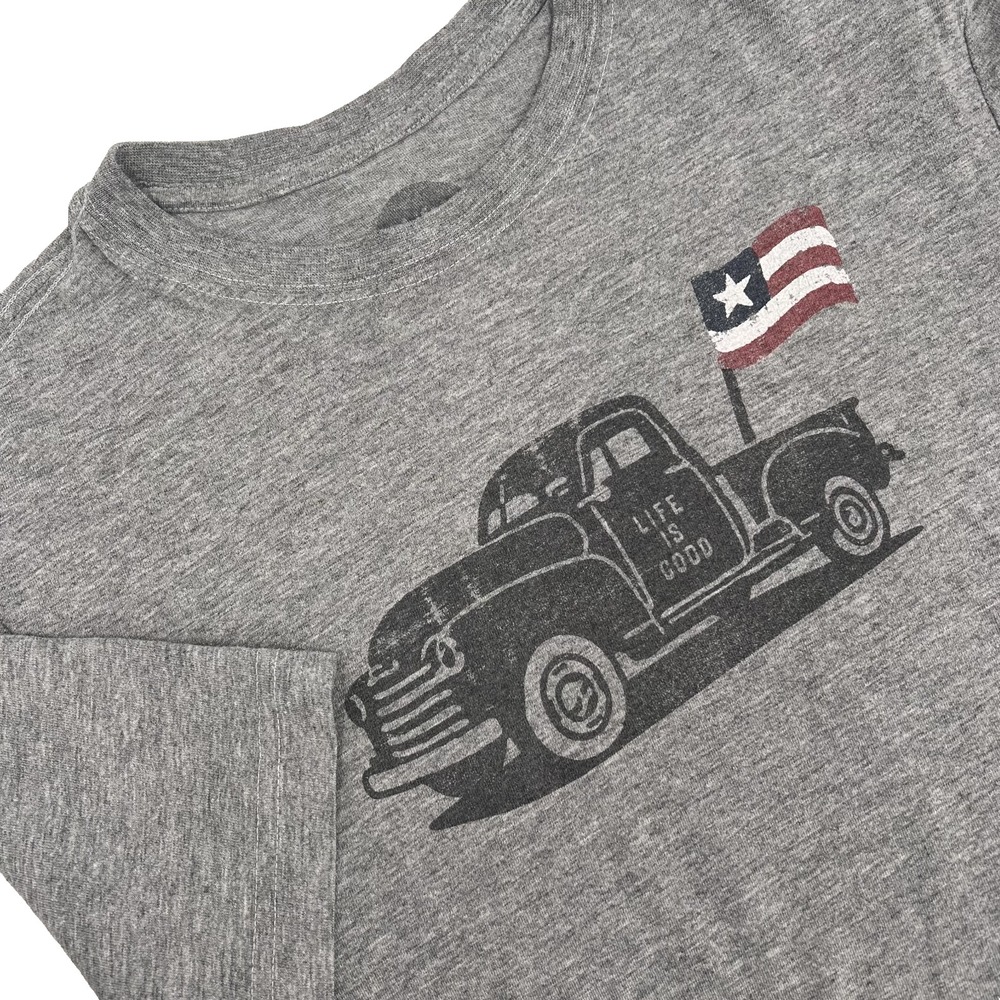 LIFE IS GOOD Adult Sz S Heather Gray OLD TRUCK Short-Sleeve Crusher Tee T-Shirt